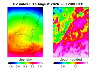 UV index map at 1200 UTC