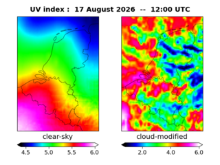 UV index map at 1200 UTC
