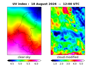 UV index map at 1200 UTC