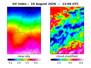 UV index map at 1200 UTC