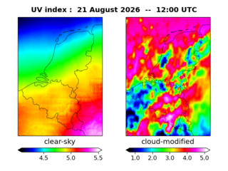 UV index map at 1200 UTC