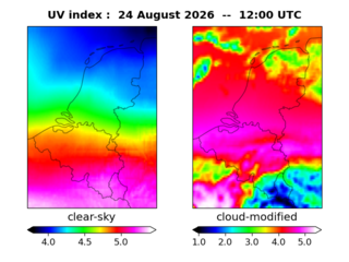 UV index map at 1200 UTC