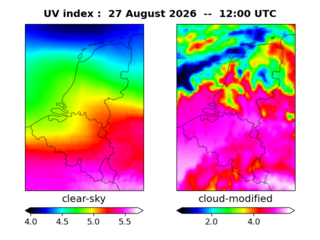 UV index map at 1200 UTC