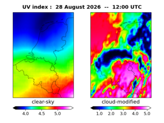 UV index map at 1200 UTC