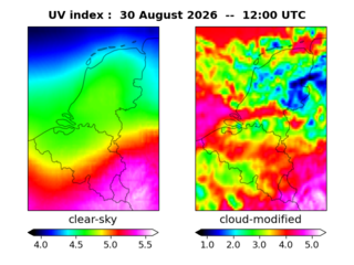 UV index map at 1200 UTC