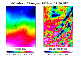 UV index map at 1200 UTC