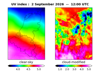 UV index map at 1200 UTC