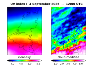 UV index map at 1200 UTC