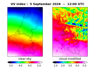 UV index map at 1200 UTC