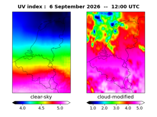 UV index map at 1200 UTC
