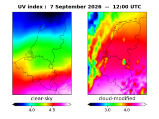 UV index map at 1200 UTC