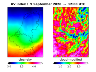UV index map at 1200 UTC