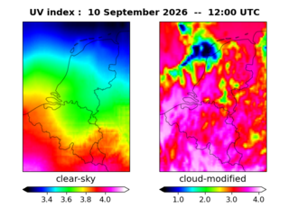 UV index map at 1200 UTC