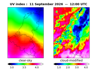 UV index map at 1200 UTC