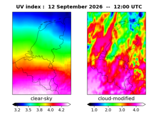 UV index map at 1200 UTC