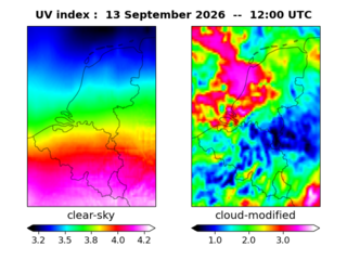 UV index map at 1200 UTC