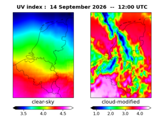 UV index map at 1200 UTC
