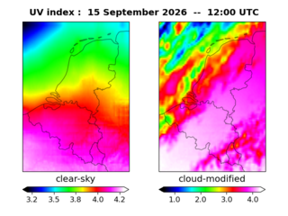 UV index map at 1200 UTC