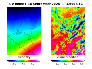 UV index map at 1200 UTC