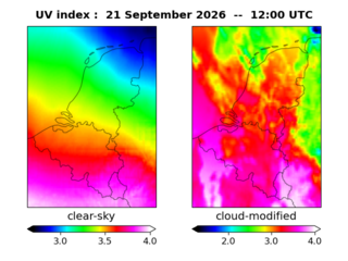 UV index map at 1200 UTC
