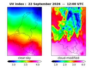 UV index map at 1200 UTC