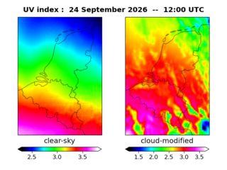 UV index map at 1200 UTC