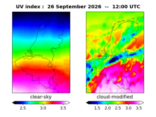 UV index map at 1200 UTC