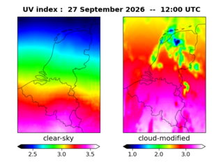 UV index map at 1200 UTC