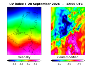 UV index map at 1200 UTC