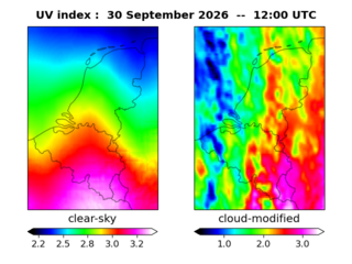 UV index map at 1200 UTC