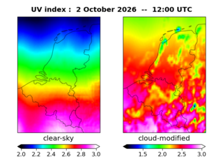 UV index map at 1200 UTC