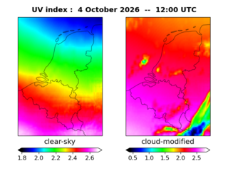 UV index map at 1200 UTC