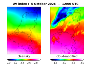 UV index map at 1200 UTC