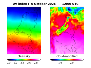 UV index map at 1200 UTC
