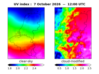 UV index map at 1200 UTC