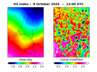 UV index map at 1200 UTC