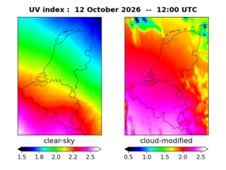UV index map at 1200 UTC